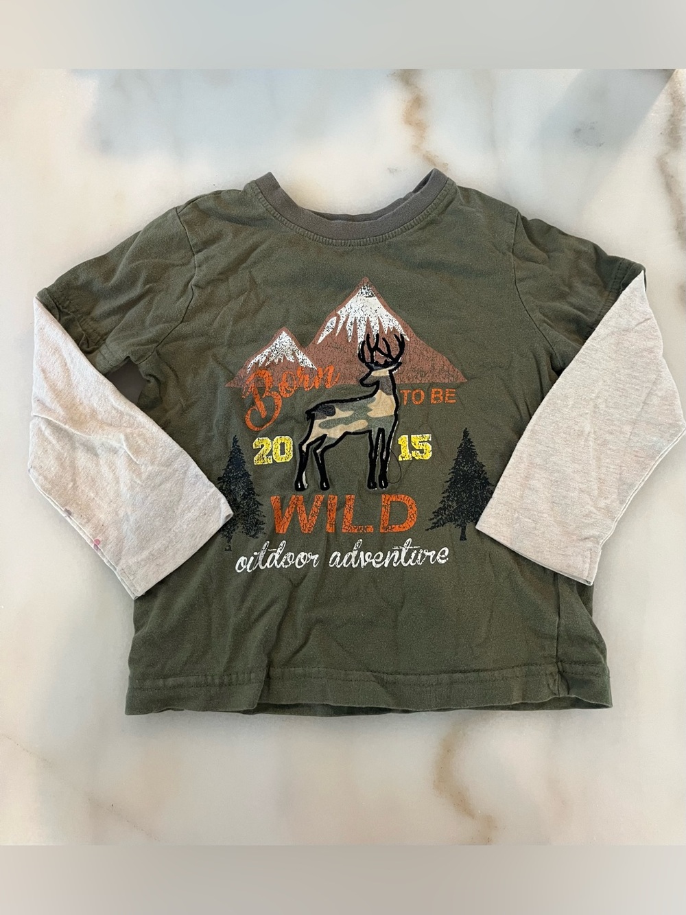 Freestyle Revolution Olive Green Long Sleeve Tee with Cream Sleeves